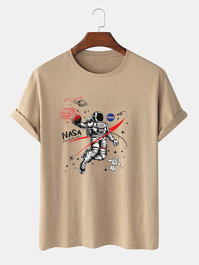 100% Katoenen Designer Astronautenprint Losse T-shirts Met Korte Mouwen