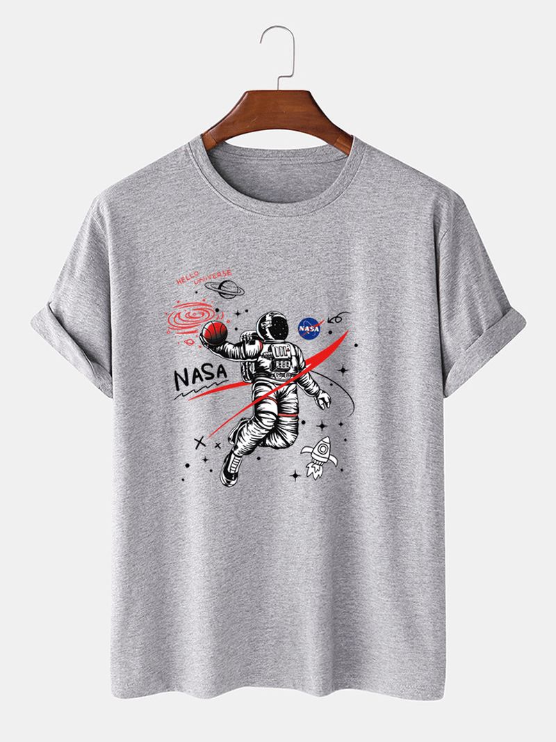 100% Katoenen Designer Astronautenprint Losse T-shirts Met Korte Mouwen