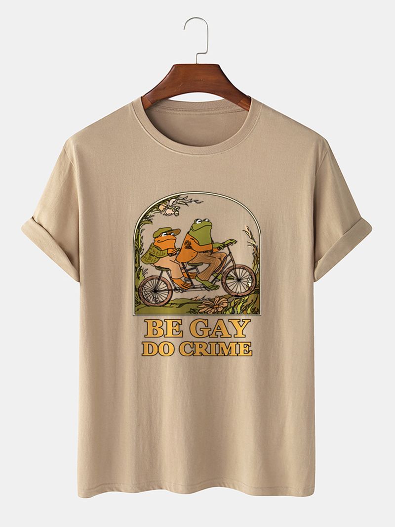 Casual Katoenen Kikker Cartoon T-shirts Met Korte Mouwen Voor Heren