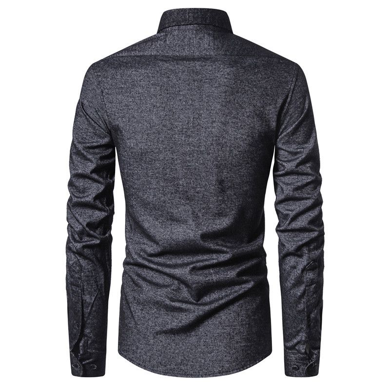 Effen Kleur Slim Shirt Met Lange Mouwen Katoen