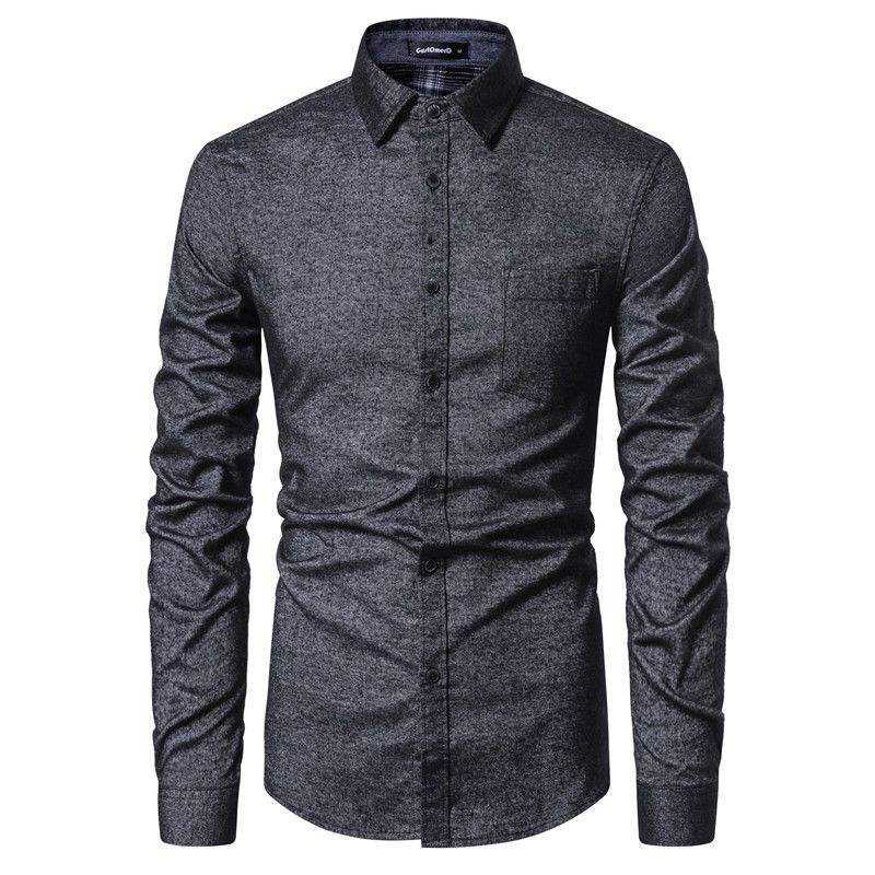 Effen Kleur Slim Shirt Met Lange Mouwen Katoen