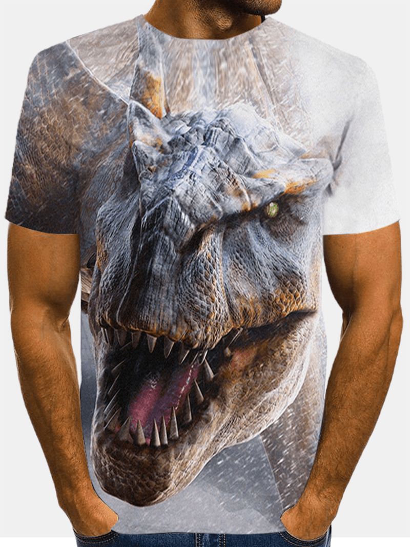 Heren All-over 3d Monster Print O-hals Casual T-shirts Met Korte Mouwen