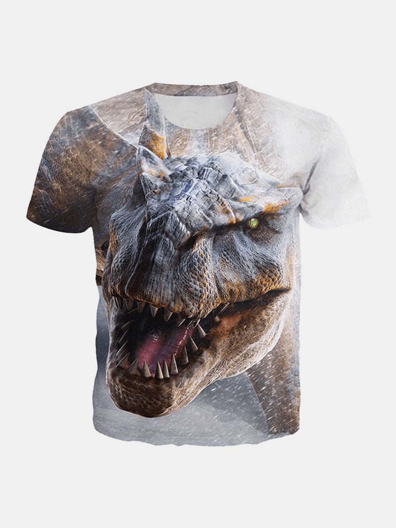 Heren All-over 3d Monster Print O-hals Casual T-shirts Met Korte Mouwen