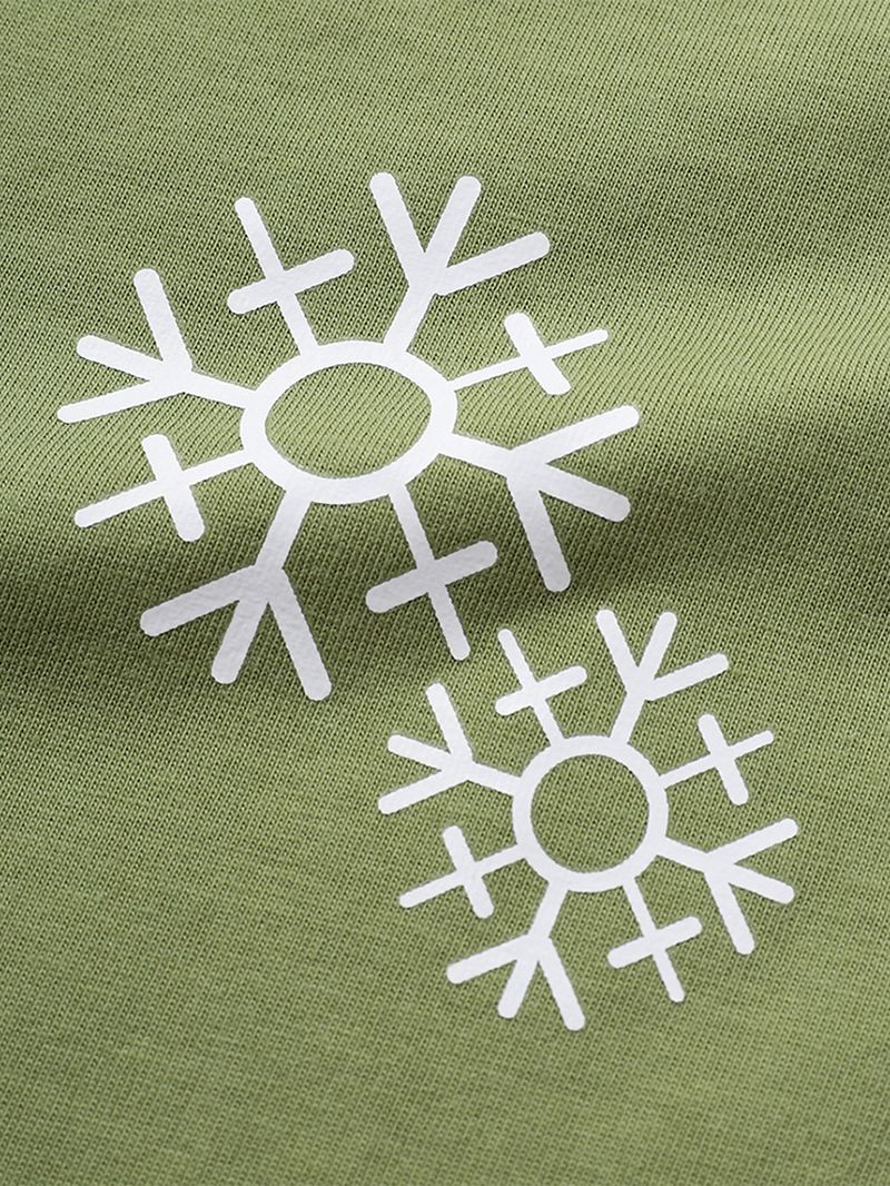 Heren Effen Kleur Sneeuwvlok Print O-hals Casual T-shirt Met Korte Mouwen