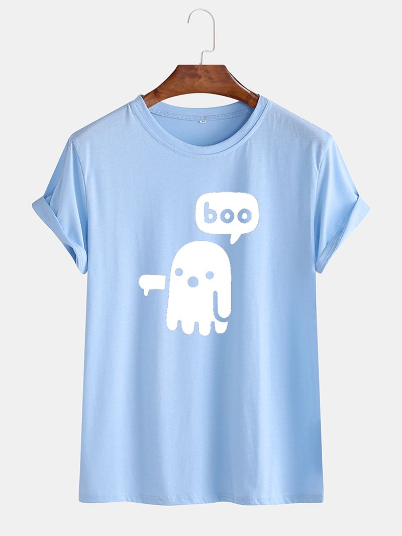 Heren Grappige Cartoon Ghost O-hals Ademende T-shirts Met Korte Mouwen