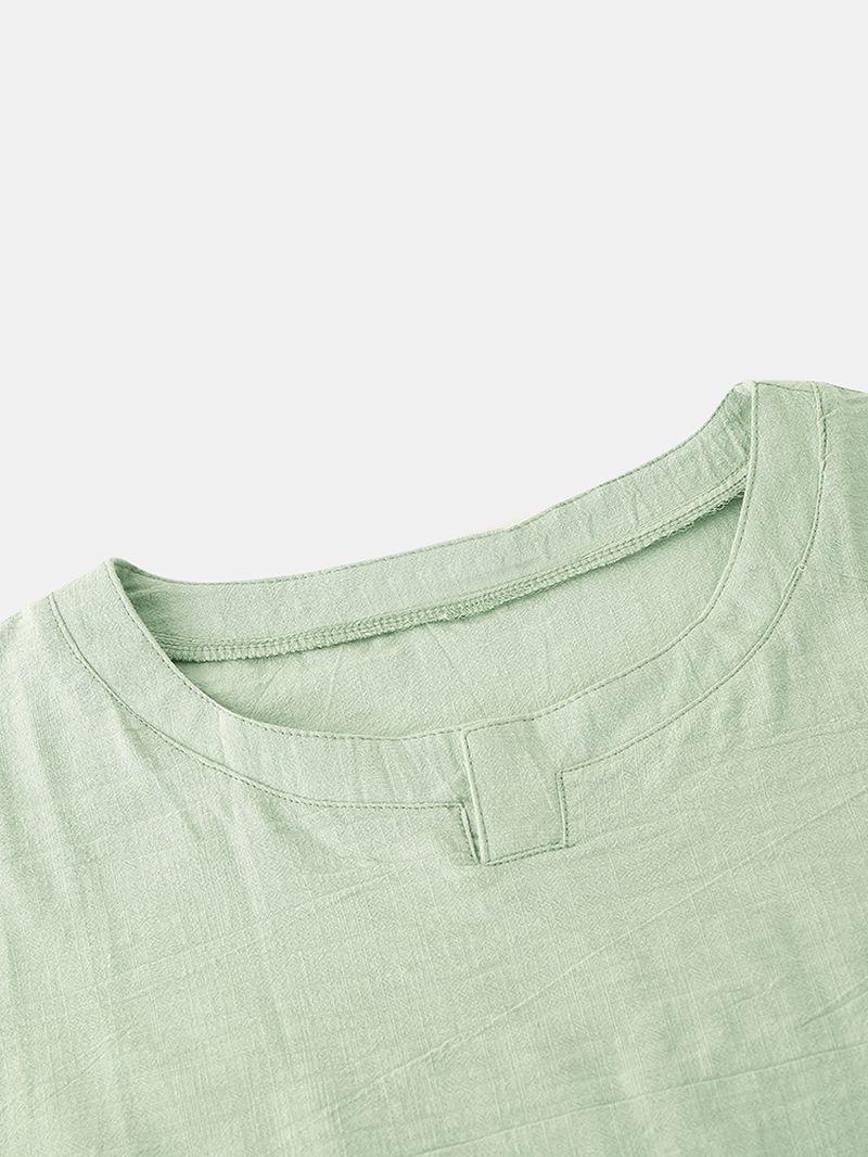 Heren Katoenen Ademende V-hals Effen Kleur Casual T-shirts