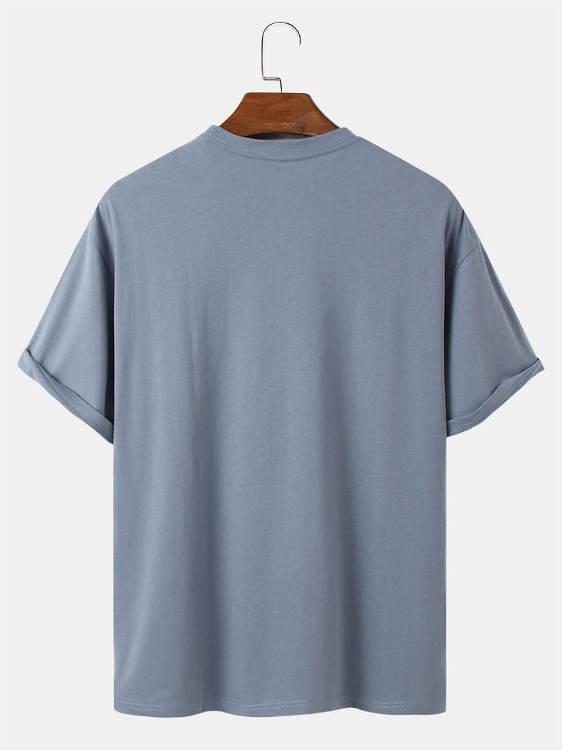 Heren Katoenen T-shirts Met Hartvormige Print En Ronde Hals