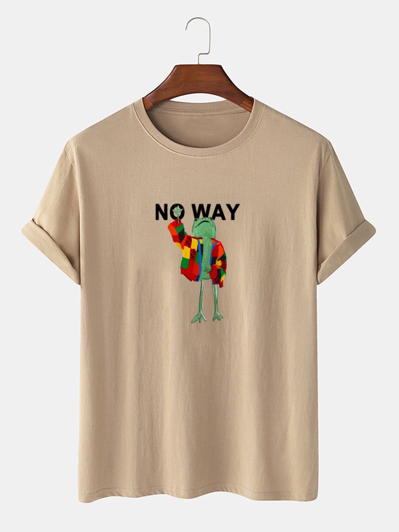 Heren Kleurrijke Kikker Slogan Print 100% Katoen Casual T-shirts Met Korte Mouwen