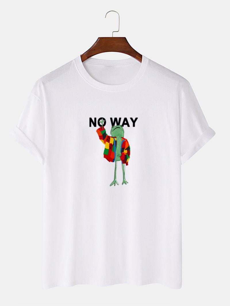 Heren Kleurrijke Kikker Slogan Print 100% Katoen Casual T-shirts Met Korte Mouwen