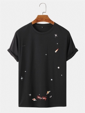 Heren Space Element Print O-hals 100% Katoenen T-shirt Met Korte Mouwen