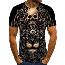 Heren T-shirt Met Schedelprint En Korte Mouwen