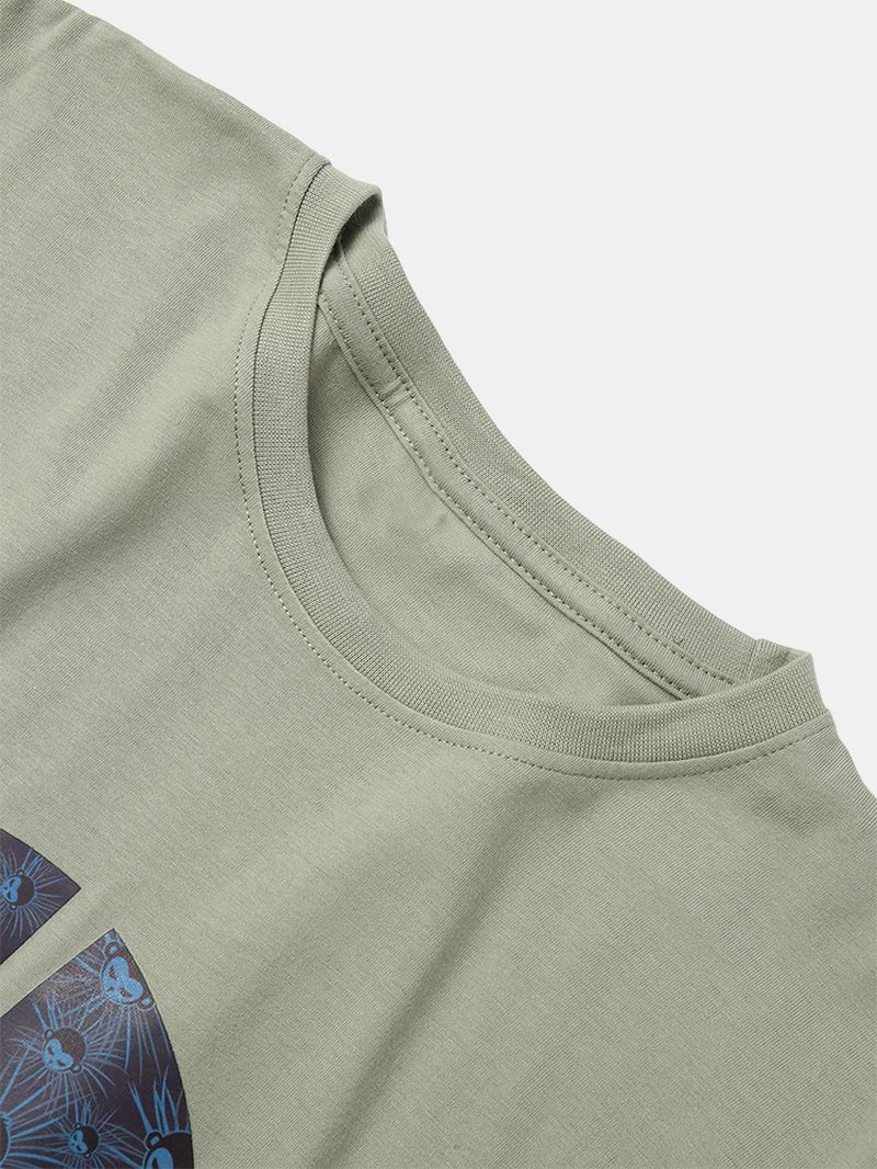 Heren Ukiyo Grafische Print O-hals Casual T-shirt Met Korte Mouwen Met Korte Mouwen