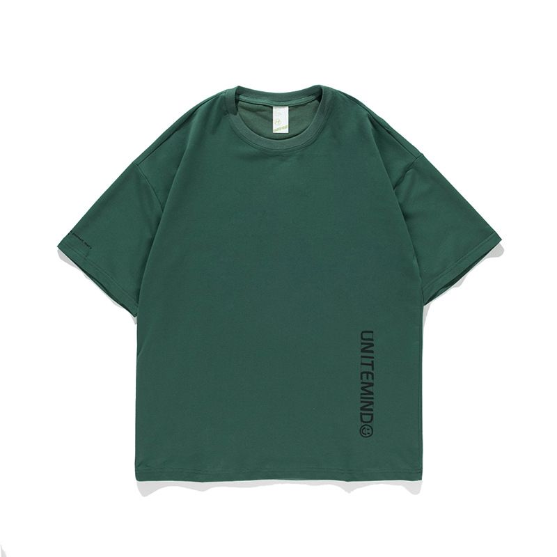 Japans T-shirt Met Ronde Hals Tide Letter Smiley Print Casual Shirt Met Korte Mouwen En Losse Halve Mouwen
