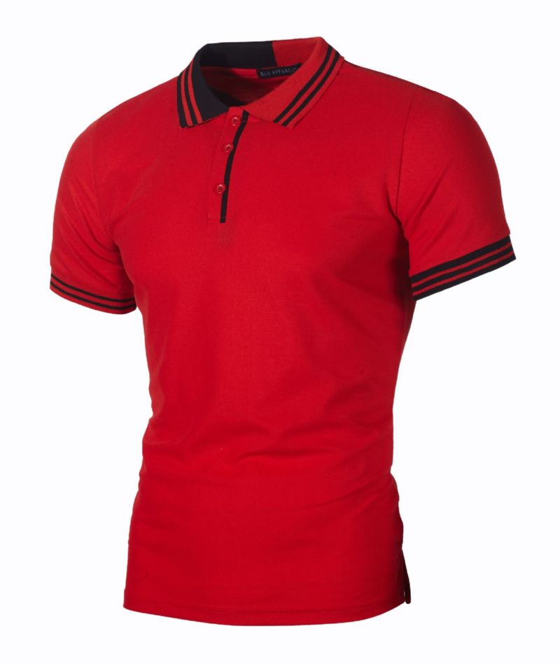 Nieuwe Heren Eenvoudige Gestreepte Kleuraanpassing Slim Casual Polo Fir