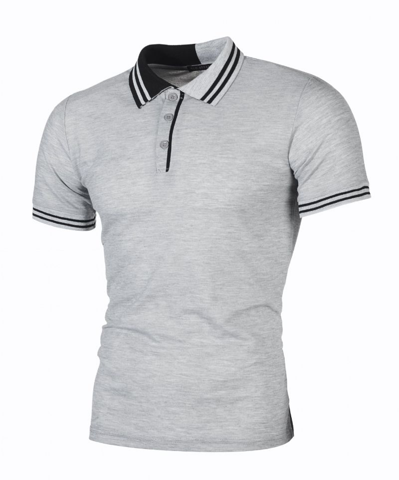 Nieuwe Heren Eenvoudige Gestreepte Kleuraanpassing Slim Casual Polo Fir