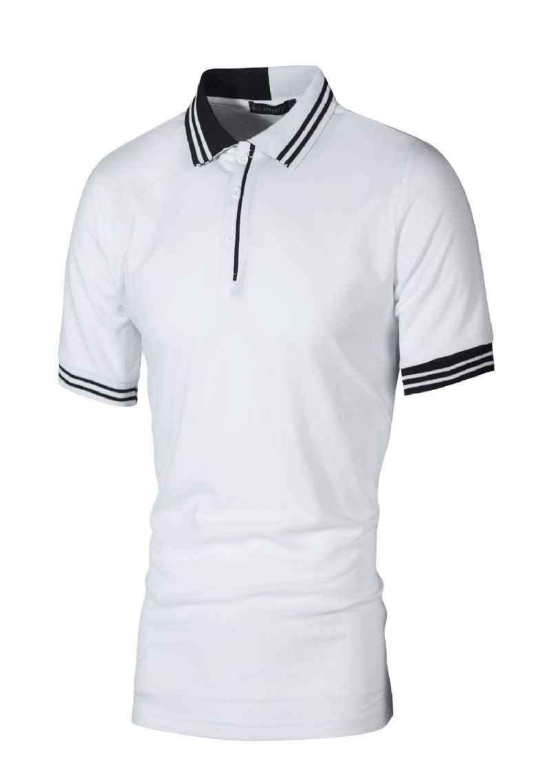 Nieuwe Heren Eenvoudige Gestreepte Kleuraanpassing Slim Casual Polo Fir