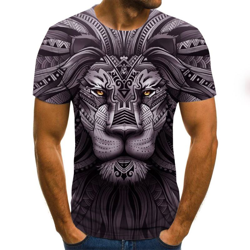 Rift Lion T-shirt Met Digitale Print En Korte Mouwen