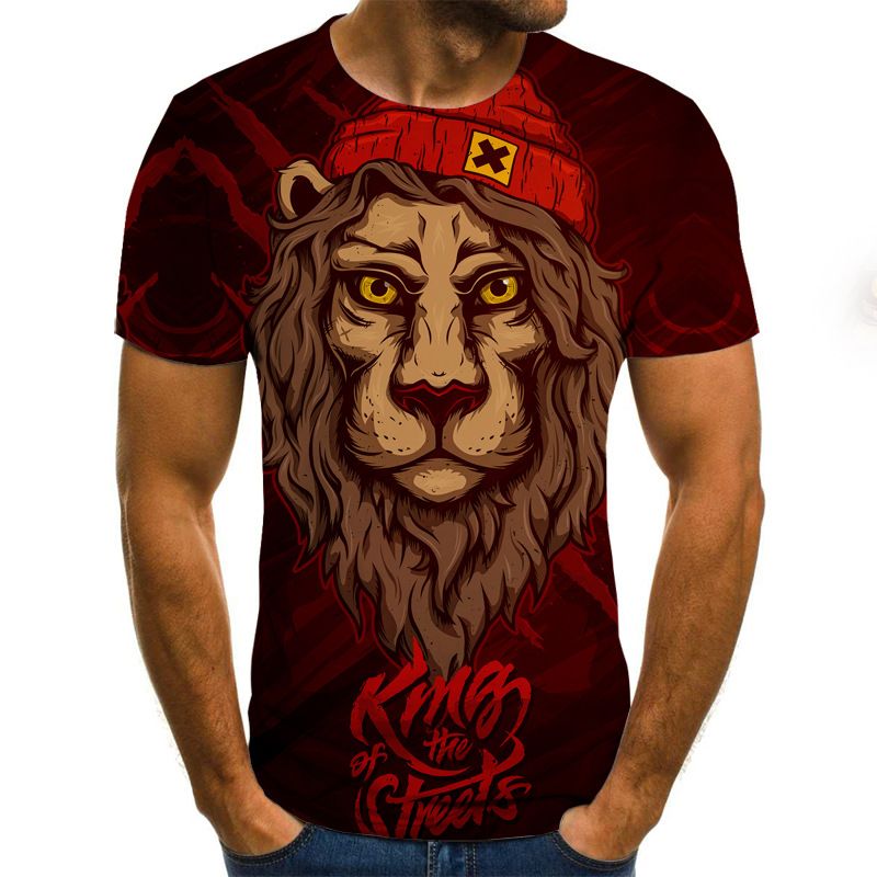 Rift Lion T-shirt Met Digitale Print En Korte Mouwen