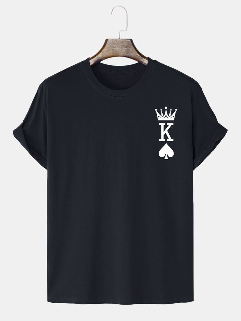 T-shirts Met 100% Katoenen Crown King Of Spades Pokerprint