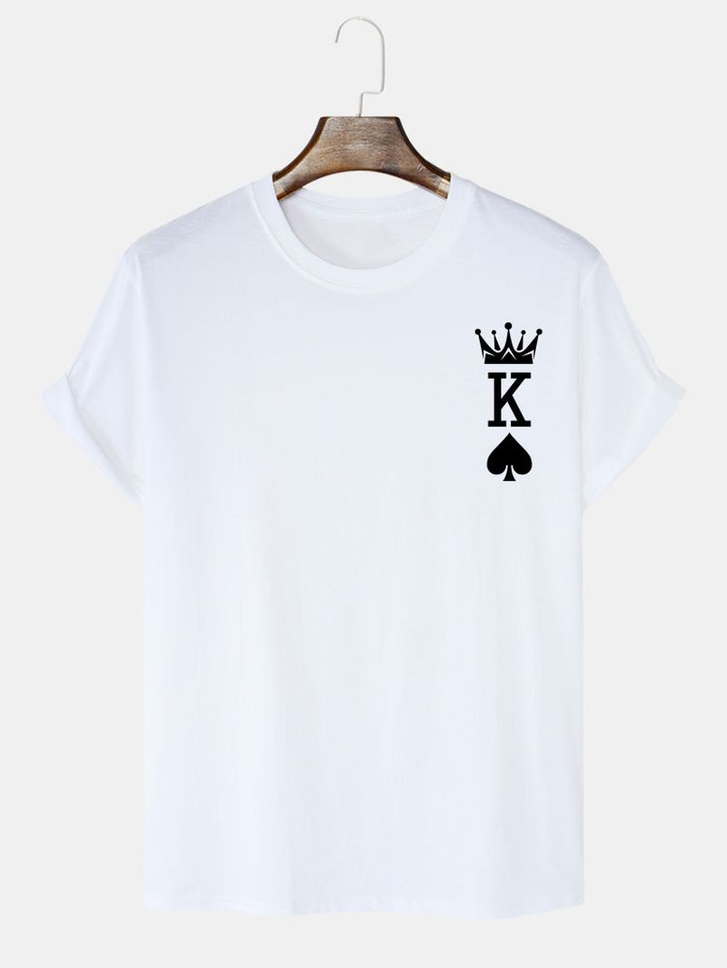 T-shirts Met 100% Katoenen Crown King Of Spades Pokerprint