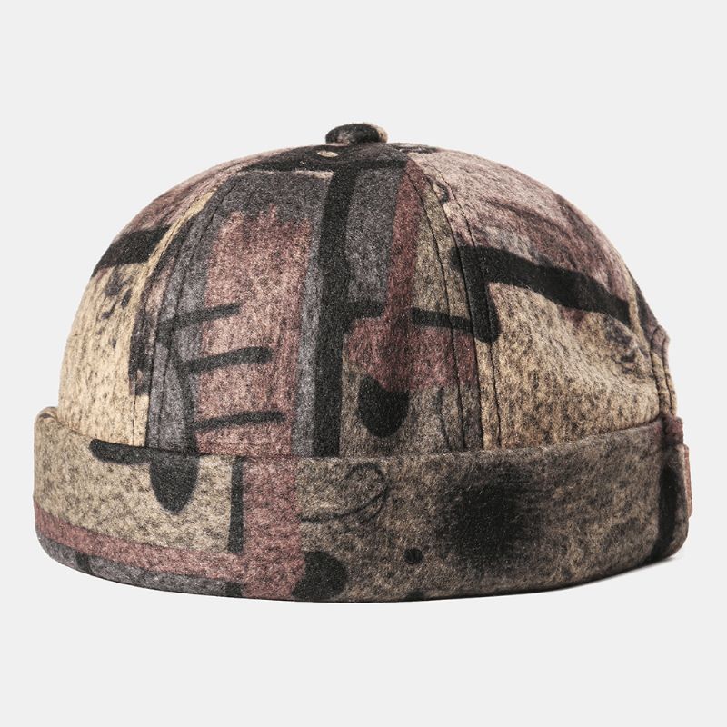 Abstracte Patroon Brimless Hats Skull Cap Multicolor Soft Vilt Aangepaste Hoeden