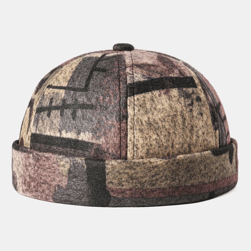 Abstracte Patroon Brimless Hats Skull Cap Multicolor Soft Vilt Aangepaste Hoeden