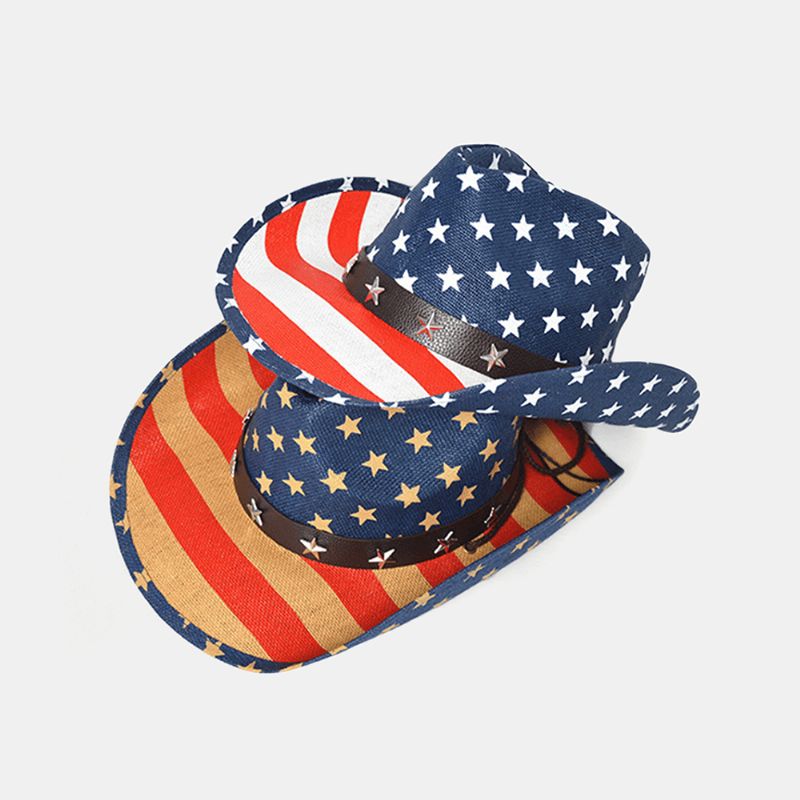 Amerikaanse Vlag Panama Western Cowboyhoed Sailor Dance Hat Patriottische Jazz Hat