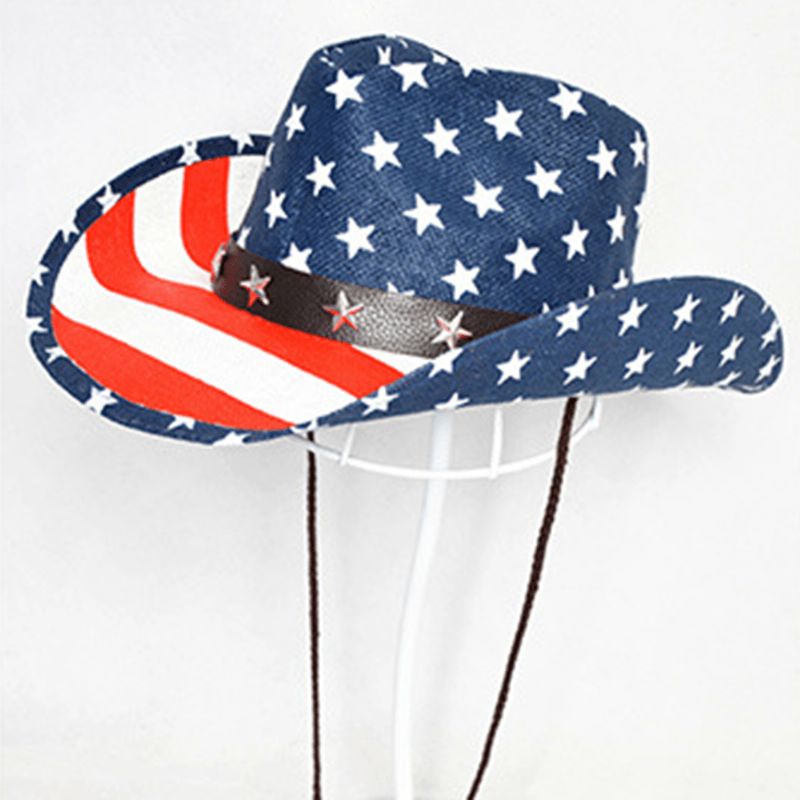 Amerikaanse Vlag Panama Western Cowboyhoed Sailor Dance Hat Patriottische Jazz Hat