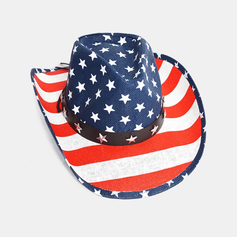 Amerikaanse Vlag Panama Western Cowboyhoed Sailor Dance Hat Patriottische Jazz Hat