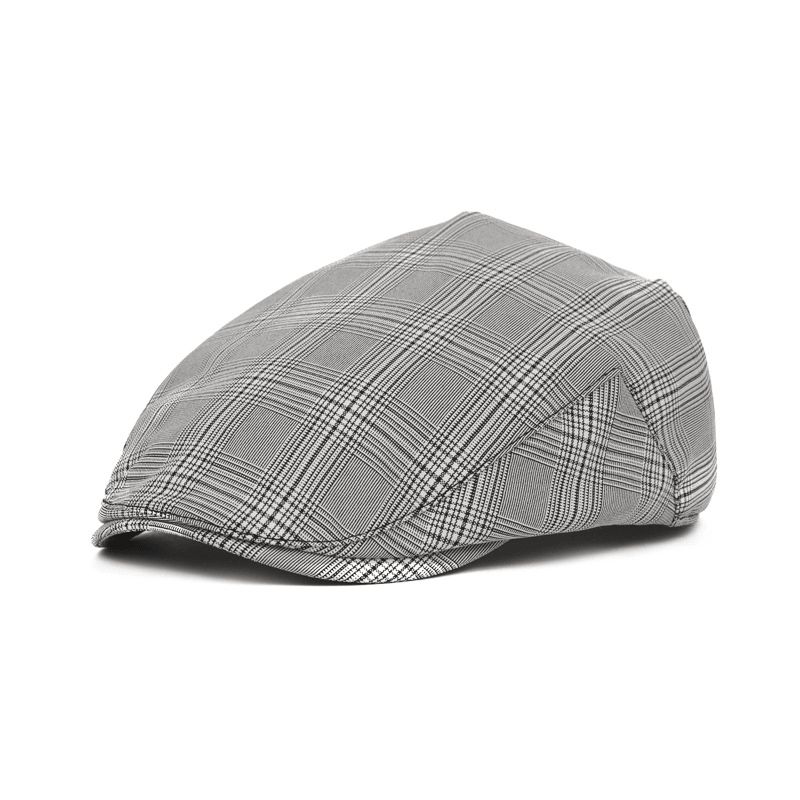 Britse Plaid Baret Hoed Mannen Vooruit Hoed Groothandel Casual Retro Eend Tong Oude Mannen Hoed Dag Dunne Lente En Zomer Tij