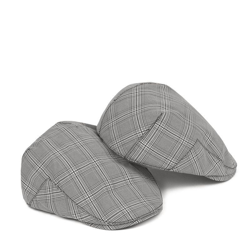 Britse Plaid Baret Hoed Mannen Vooruit Hoed Groothandel Casual Retro Eend Tong Oude Mannen Hoed Dag Dunne Lente En Zomer Tij