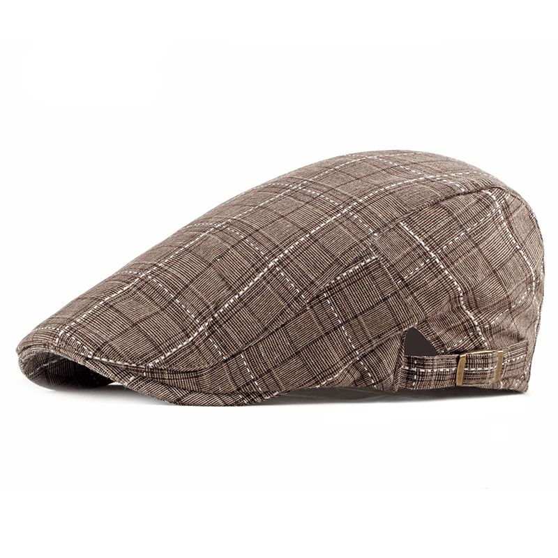 Britse Retro Duck Tongue Hat Heren Plaid