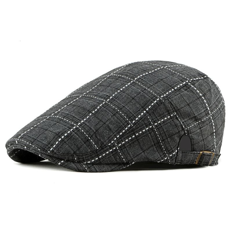 Britse Retro Duck Tongue Hat Heren Plaid