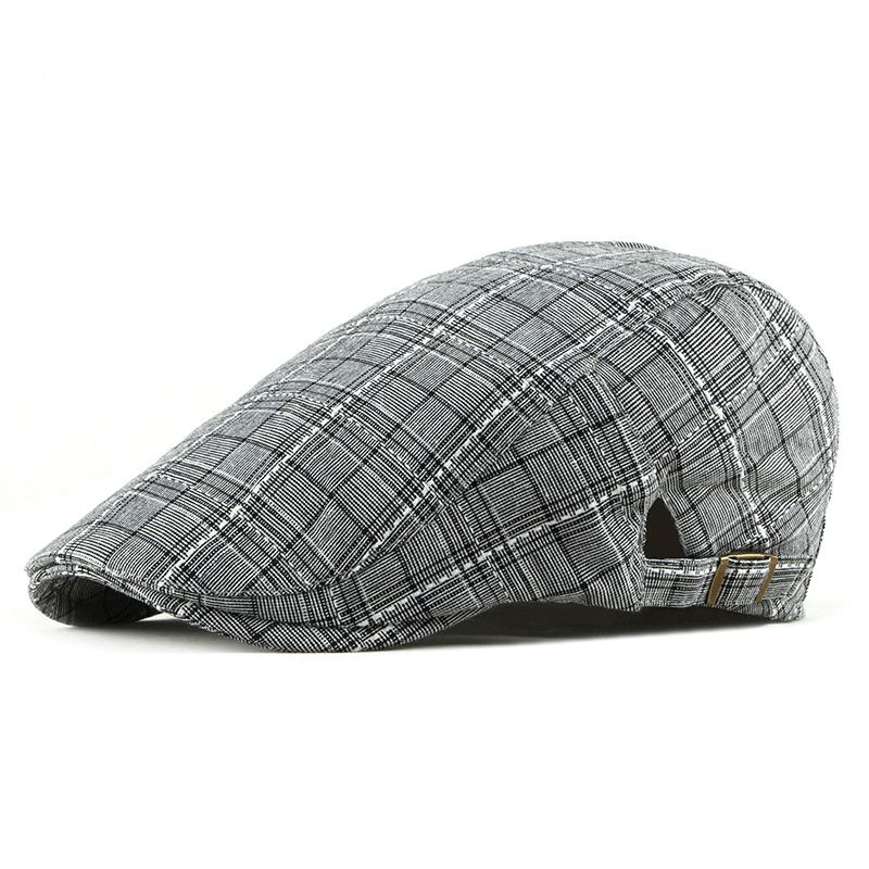 Britse Retro Duck Tongue Hat Heren Plaid