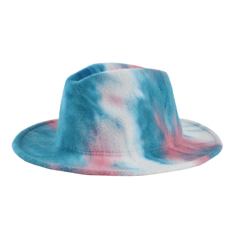 Britse Stijl Mannen En Vrouwen Dubbelzijdig Tie-dye Gradiënt Mode Jazz Hoed