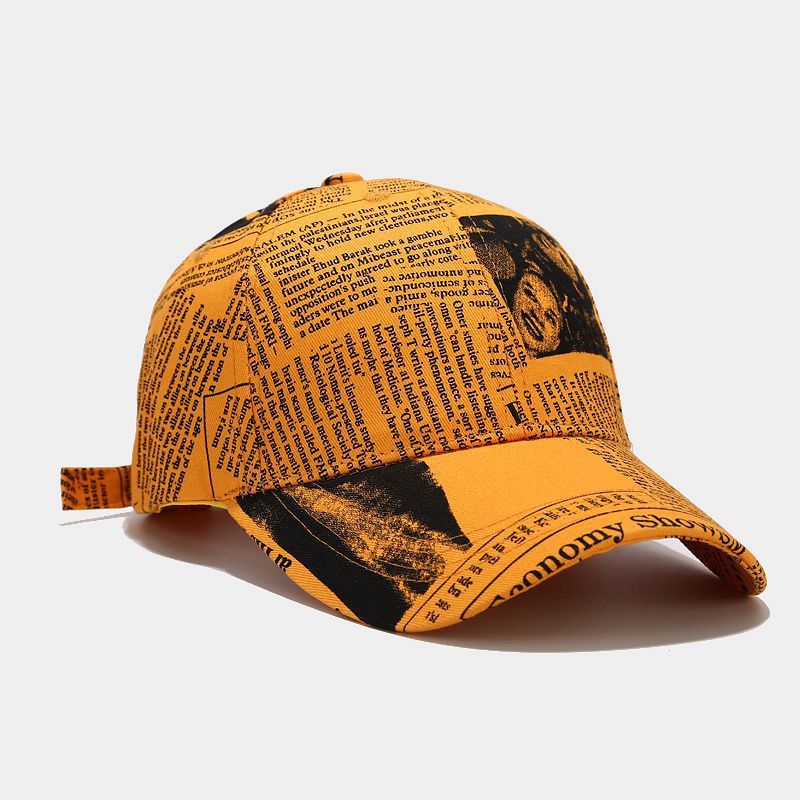 College-stijl Retro-krantenpatroon Baseballcap Heren