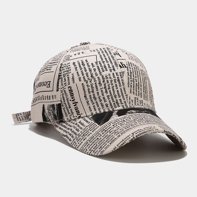 College-stijl Retro-krantenpatroon Baseballcap Heren