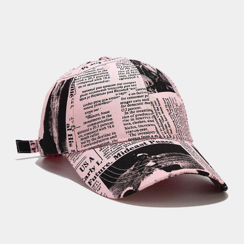 College-stijl Retro-krantenpatroon Baseballcap Heren