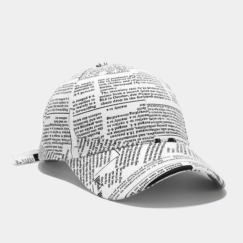 College-stijl Retro-krantenpatroon Baseballcap Heren