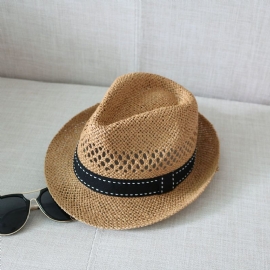 Cool Hat Nieuwe Zomer Hoed Mannen En Vrouwen Top Hat Geweven Britse Stijl Zon Bescherming Strand Hollow Out Zonnehoed