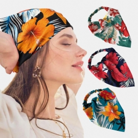 Dames Chiffon Bloemmotief Wilde Eenvoudige Driehoek Sjaal Brede Hoofdband Hoofddoek Hoofddeksels