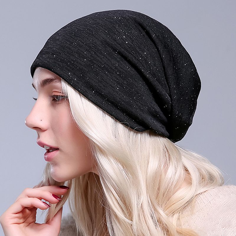 Dames Herfst Warm Mutsen Cap Effen Kleur Flexibele Hip-hop Skullies Motorkap