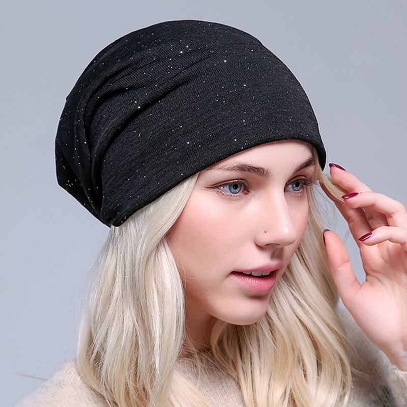 Dames Herfst Warm Mutsen Cap Effen Kleur Flexibele Hip-hop Skullies Motorkap