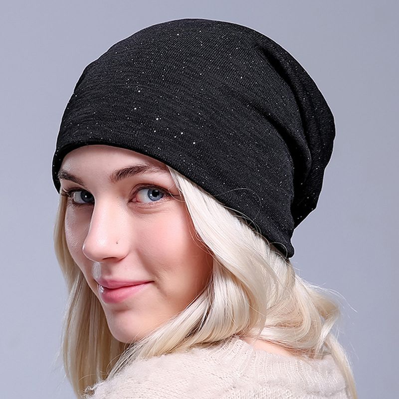 Dames Herfst Warm Mutsen Cap Effen Kleur Flexibele Hip-hop Skullies Motorkap