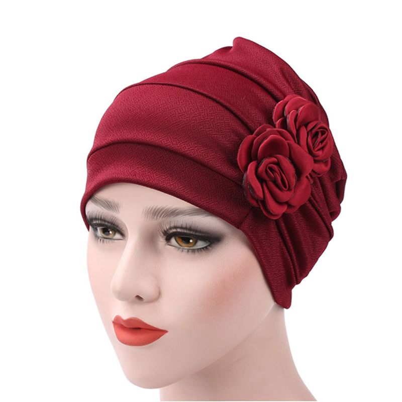 Dames New Side Paste Grote Bloem Effen Beanie Cap Casual Katoenen Outdoor Motorkap Hoed