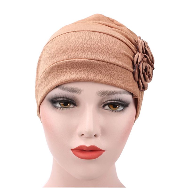 Dames New Side Paste Grote Bloem Effen Beanie Cap Casual Katoenen Outdoor Motorkap Hoed