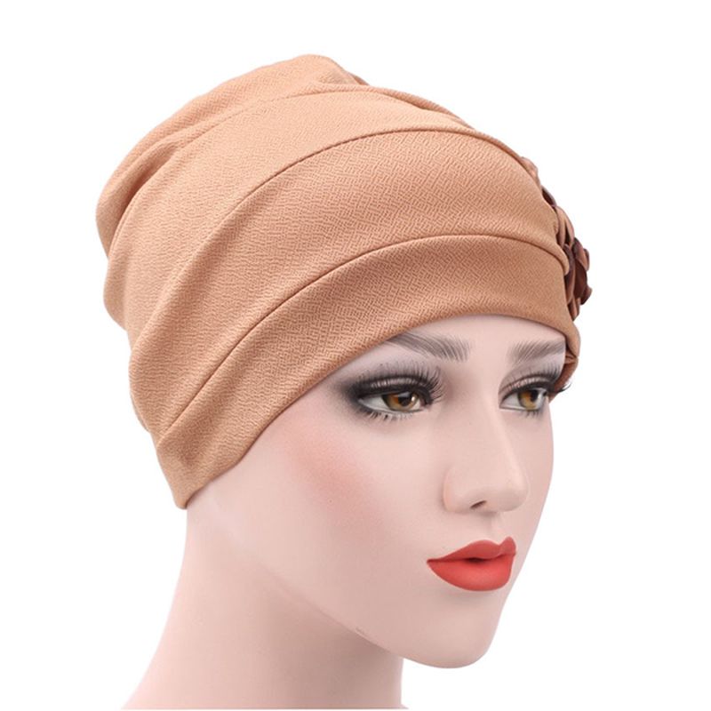 Dames New Side Paste Grote Bloem Effen Beanie Cap Casual Katoenen Outdoor Motorkap Hoed