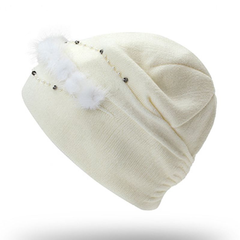 Dames Outdoor Winter Dikker Ski Beanie Cap Oorbeschermers Flexibele Gebreide Muts