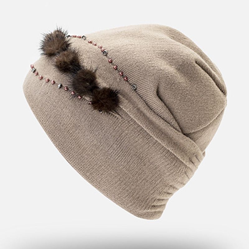 Dames Outdoor Winter Dikker Ski Beanie Cap Oorbeschermers Flexibele Gebreide Muts