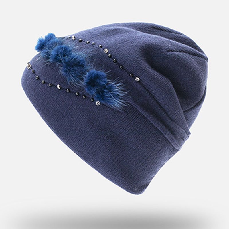 Dames Outdoor Winter Dikker Ski Beanie Cap Oorbeschermers Flexibele Gebreide Muts